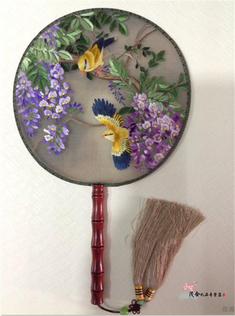 苏绣手工刺绣宫扇绣花扇子双面绣成品礼品中国风团扇