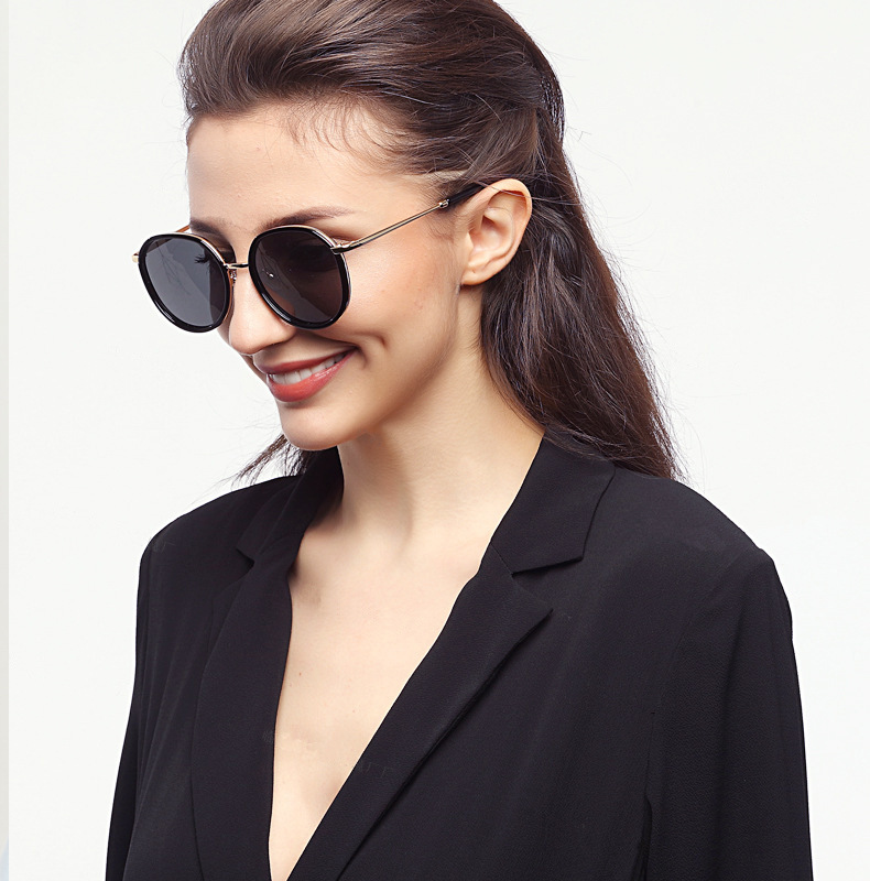 偏光墨镜炫彩女韩版潮复古原宿风gm太阳镜女圆脸圆形网红眼睛开车驾驶