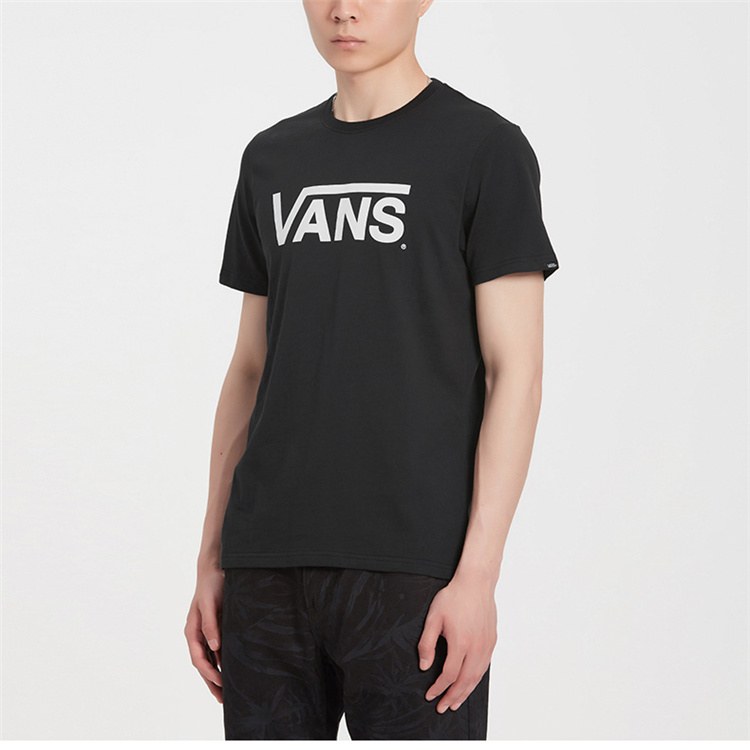 vans短袖男t恤范斯短袖经典logo黑色男款运动休闲纯棉半袖短t恤男