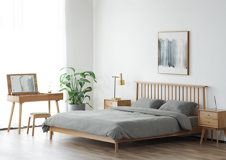 现代简约实木大床18米双人日式15m单人床橡木北欧主卧温莎床