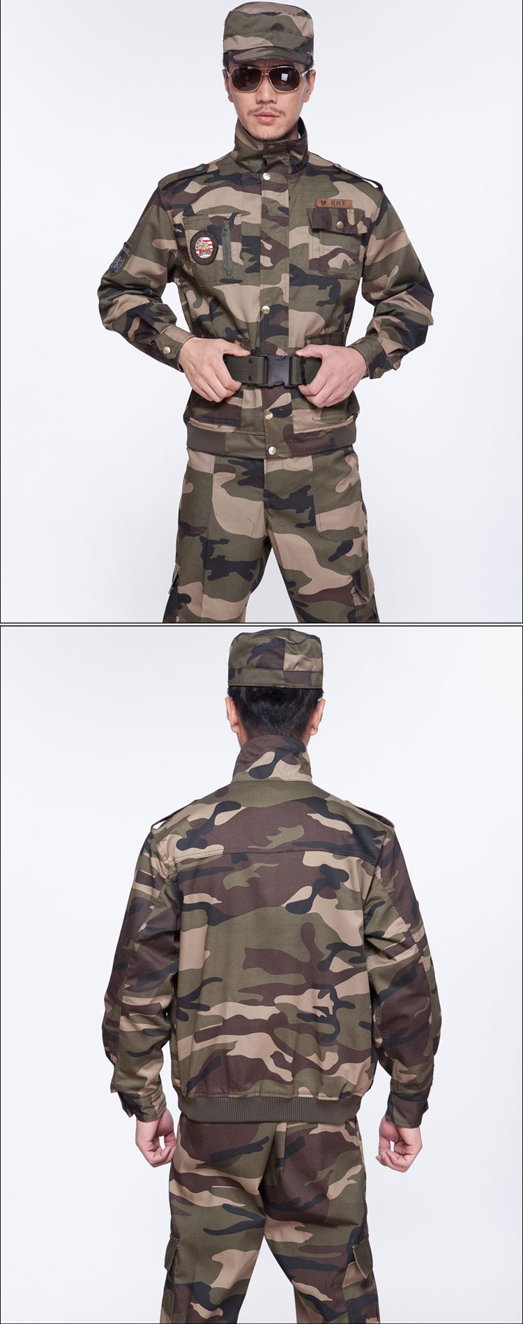 春秋户外训练服工装迷彩服套装男耐磨多袋作训服军迷服装保安服套装