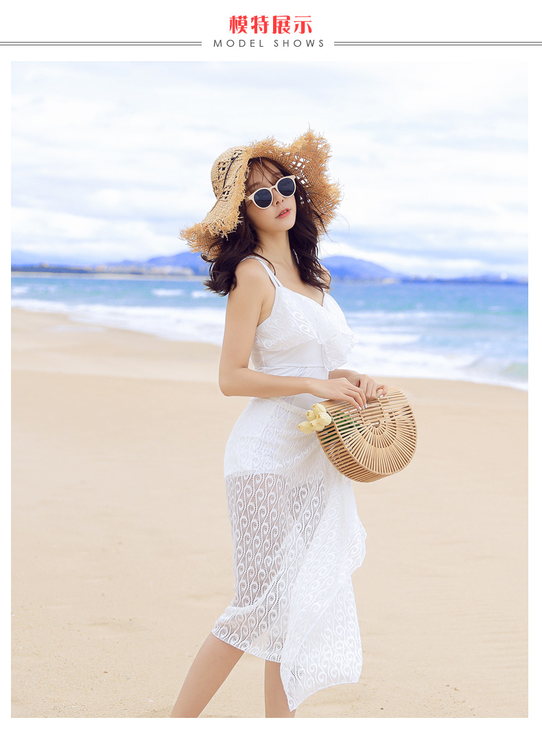 金格尔(jin ge er)女士泳衣 金格尔蕾丝披纱游泳衣女显瘦遮肚性感胸