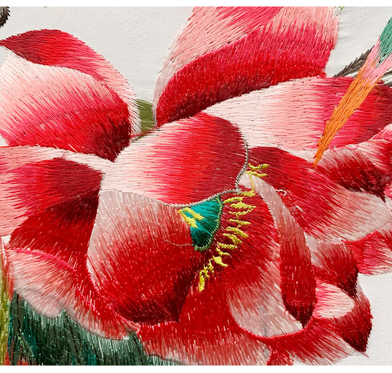 祺匠屋国画荷花刺绣画成品苏绣客厅画现代中式玄关装饰画纯手工裱框