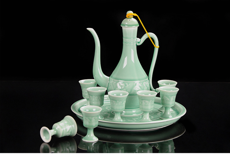 酒具套装家用青瓷白酒陶瓷景德镇仿古套装