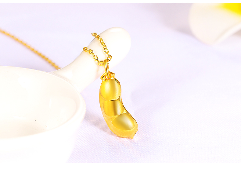 黄金码头足金吊坠福豆豌豆足金9999坠子表白节日送爱人礼物