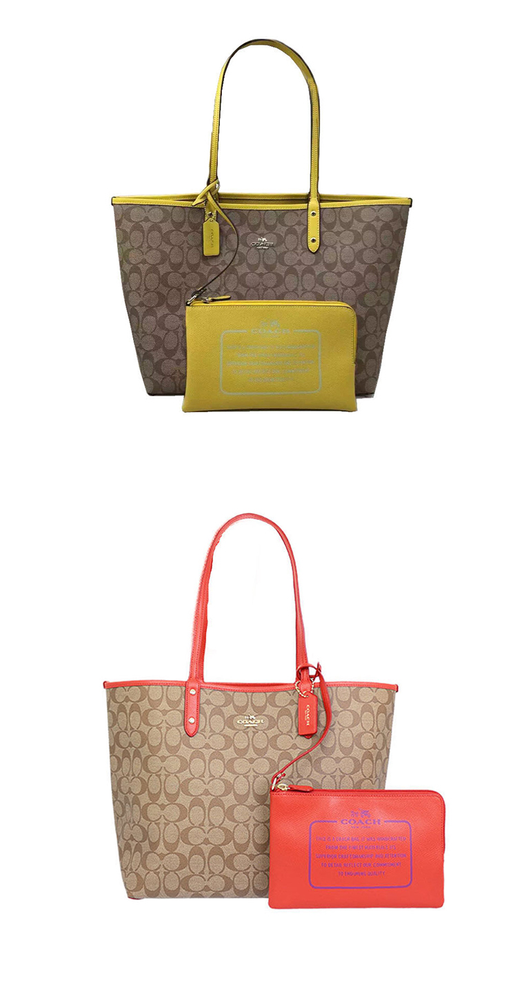 蔻驰coach时尚女士经典c纹子母双面包pvc手提单肩包36658