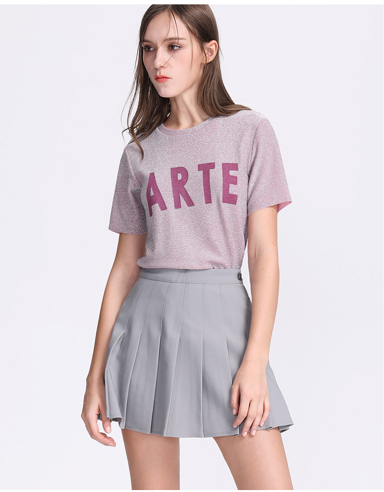 zk英文字母t恤女夏装2018新款韩版短袖小清新上衣宽松体恤衫潮ba