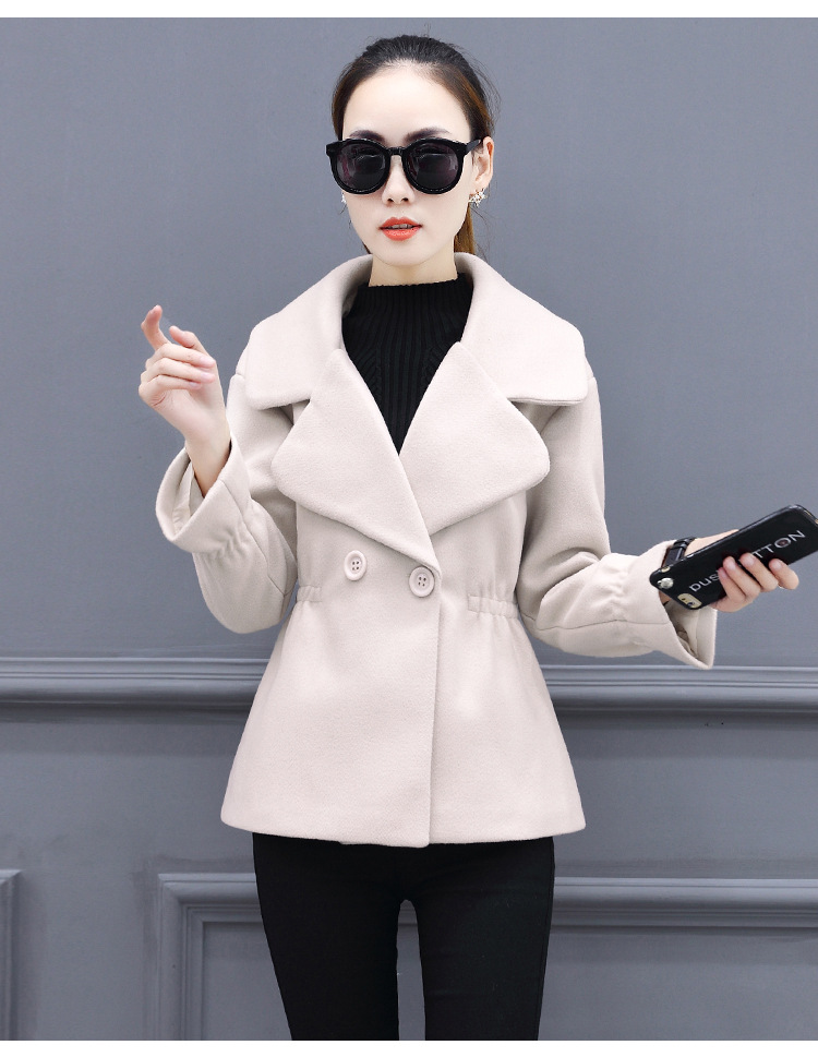 情娇婷2017韩版秋冬呢子外套短款女装小个子