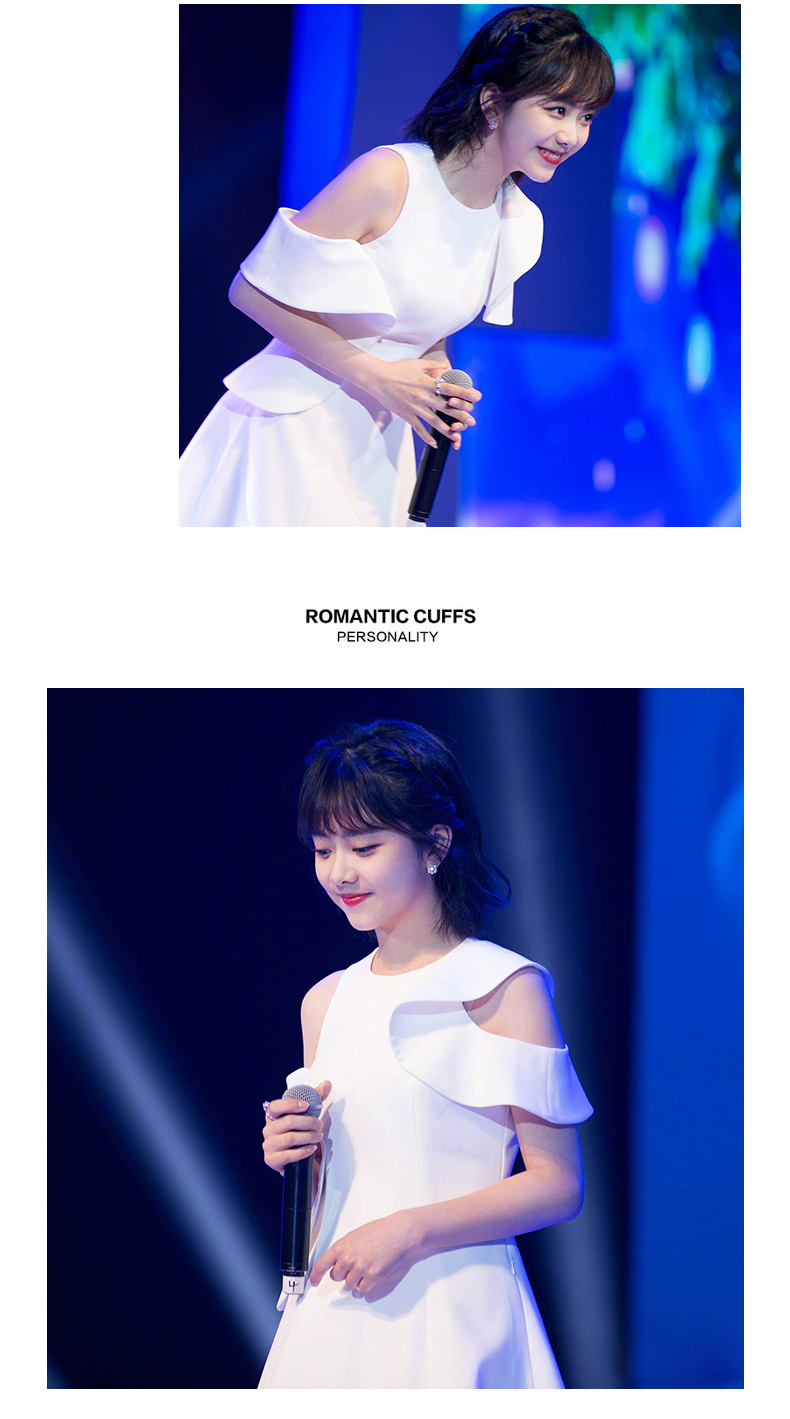 828新款狐狸的夏天谭松韵明星同款白色连衣裙女夏小清新韩国中长款