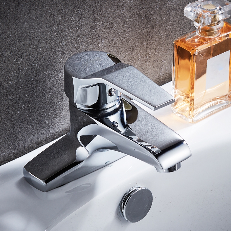 闪电客单把双孔水龙头冷热面盆台下盆铜龙头混水阀洗手洗脸卫浴 抖音