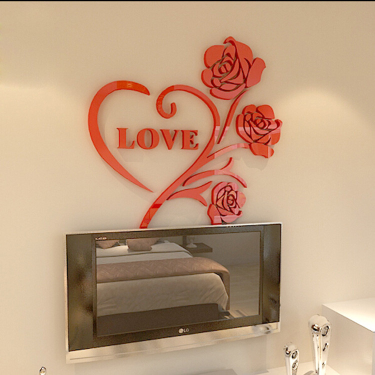 mukun沐坤3d亚克力立体墙贴画婚房婚庆装饰画卧室床头背景装饰贴喜庆