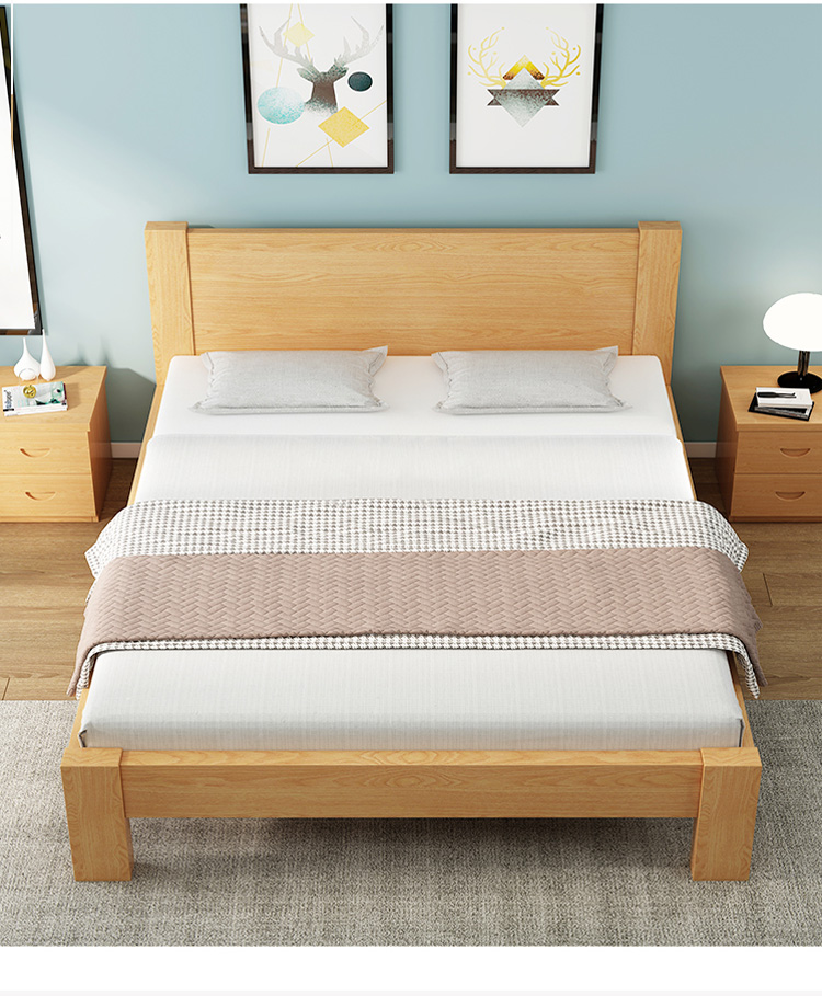 创世人单人床1m家用床经济型橡胶木现代简约现代实木床