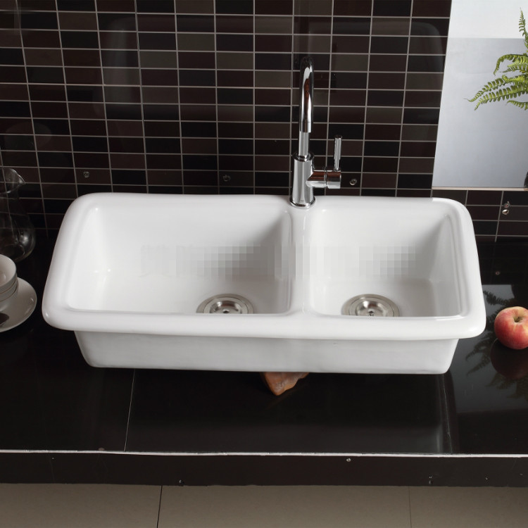 陶瓷洗菜盆台盆厨房台上盆台下盆瓷的水槽双槽阳台洗衣池都市诱惑