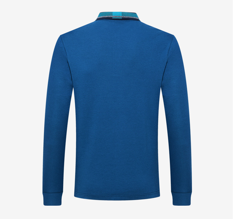 七匹狼t恤2018年商务休闲长袖翻领扁领纯色t恤男装正品