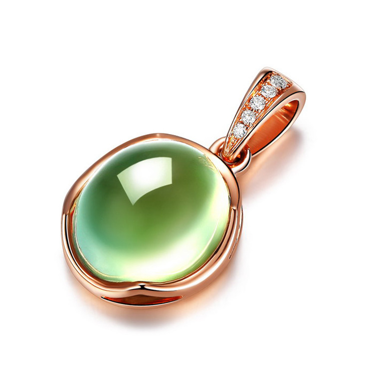 佐卡伊zocai 玫瑰18k金4克拉葡萄石吊坠彩色宝石吊坠项坠彩宝珠宝