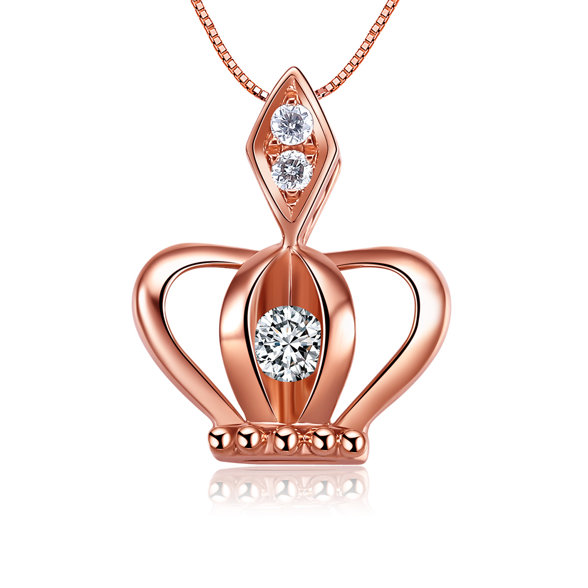 喜钻 皇冠18k金钻石吊坠