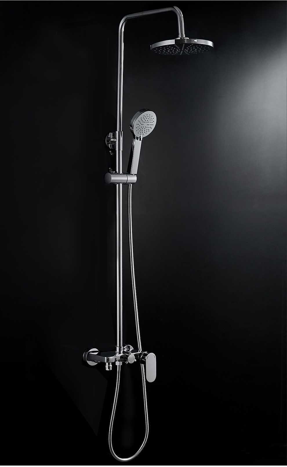 不锈钢淋浴花洒套装 全铜龙头淋浴器沐浴冲凉房卫生间浴室淋雨器银色