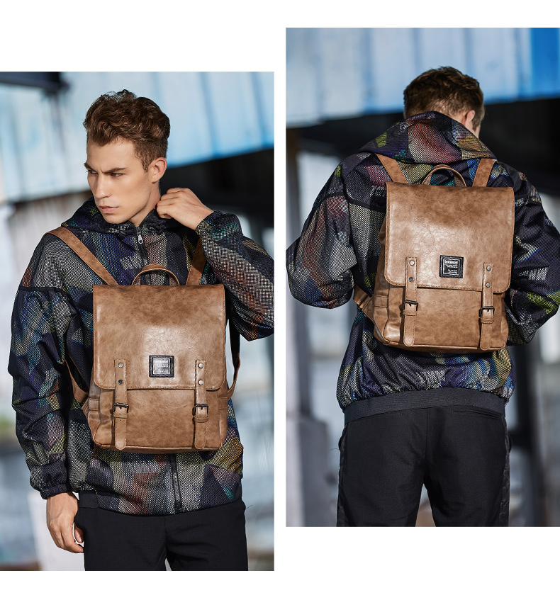 texwood双肩包男士潮流背包韩版旅行包时尚休闲学生书包电脑包潮