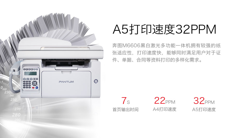 奔图（PANTUM）M6606 Pro黑白激光打印机复印机 扫描仪 传真机多功能一体机