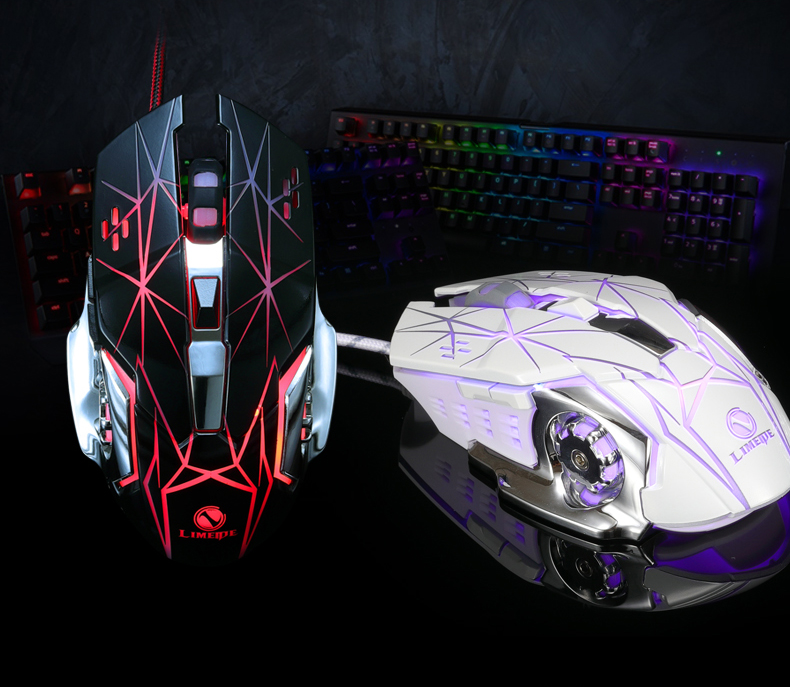 白色limeide鼠标usb有线鼠标守望先锋lolcf吃鸡鼠标电竞游戏发光时尚