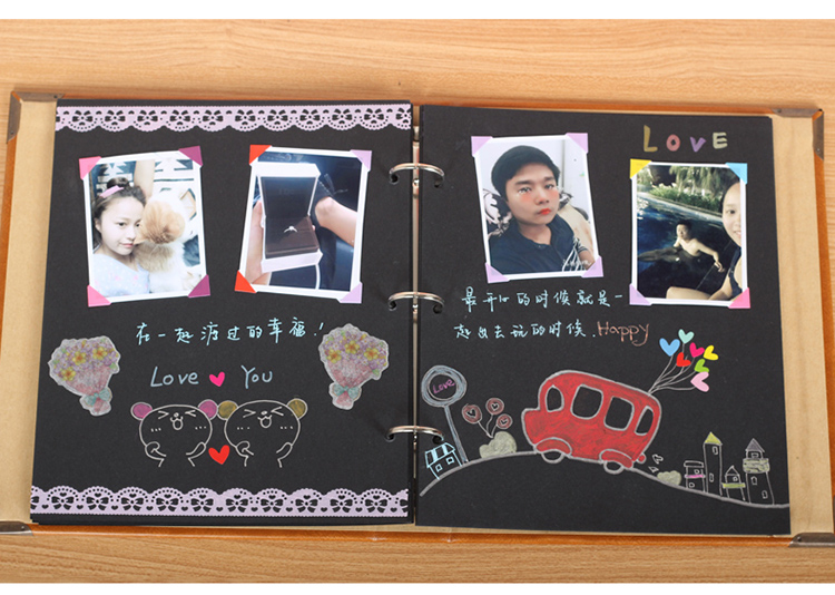 乐逸仕leyishi相册创意影集情侣相薄纪念册皮质冰白色绑带中号隔页纸