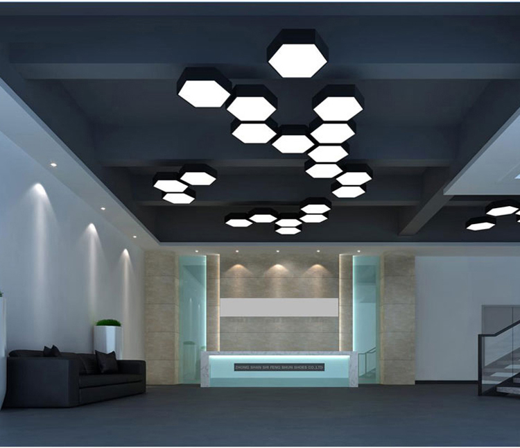 六边形灯蜂巢拼接吸顶灯led会议室办公室照明酒吧网吧过道灯具波迷娜