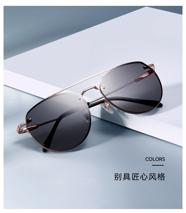 帕森新品太阳镜女士金属大框舒适蛤蟆镜尼龙镜片驾驶潮男墨镜8191