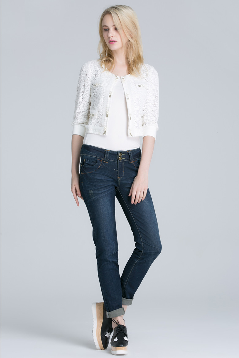 lagogo/拉谷谷秋季纯色钉珠勾花镂空针织外套 2cc361e103