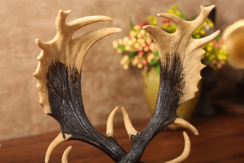 欧式家居摆件驯鹿角乔迁礼品复古办公室客厅创意摆设书房装饰双翼鹿角