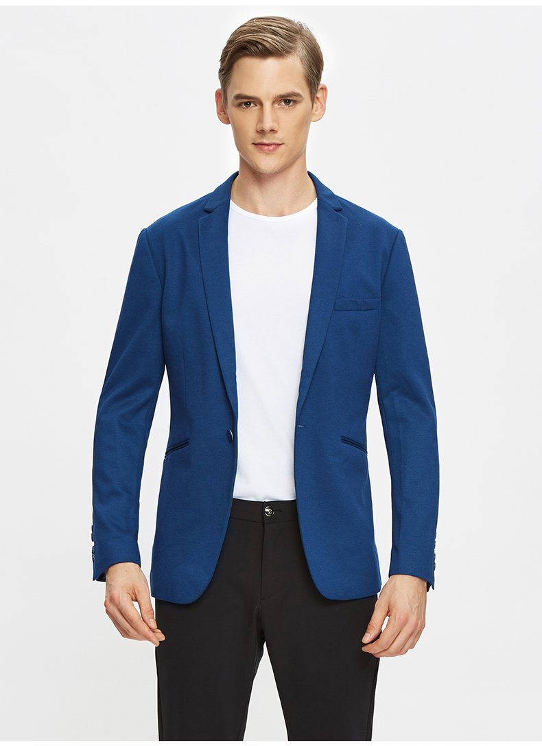 虎豹男士小西装纯色修身型西装男装单西男士便西青年时尚外套百搭d02
