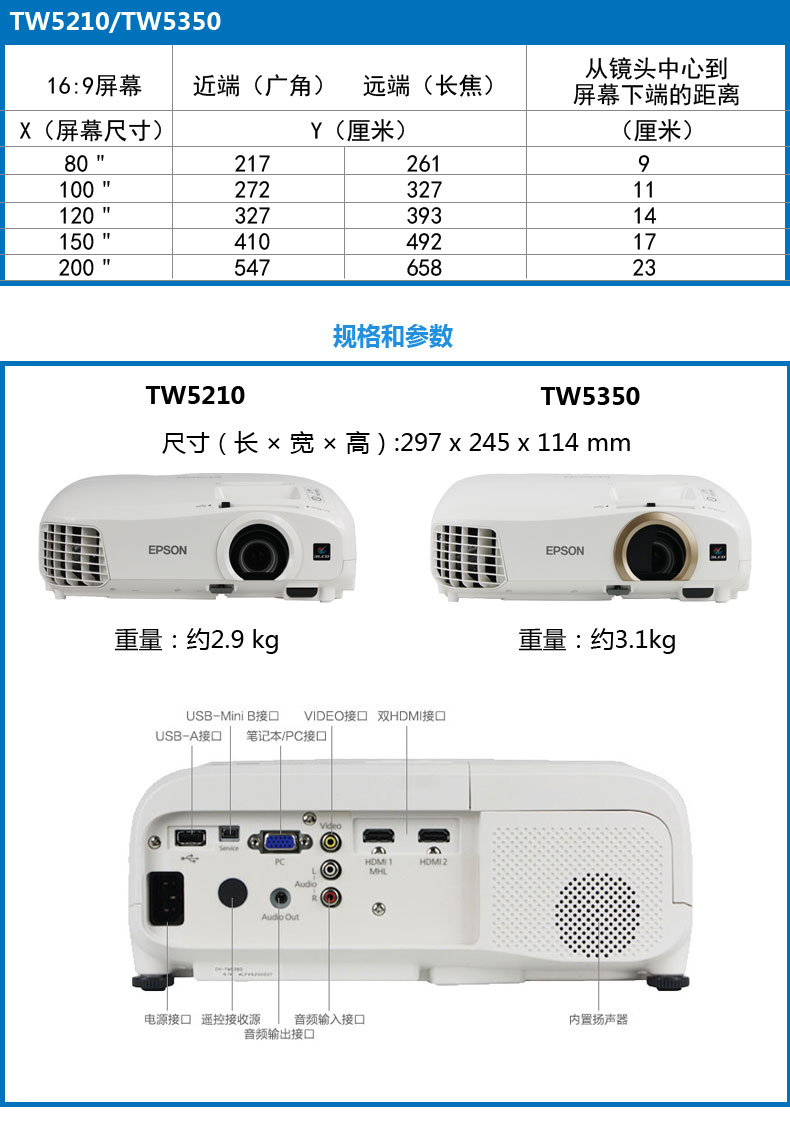 爱普生535w投影机参数图片