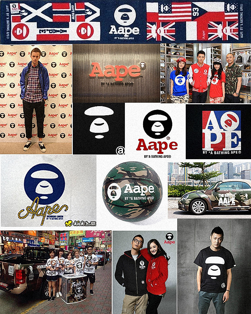 aape aape春夏新款潮牌猿人头三维猿人印花休闲男女情侣装韩版圆领