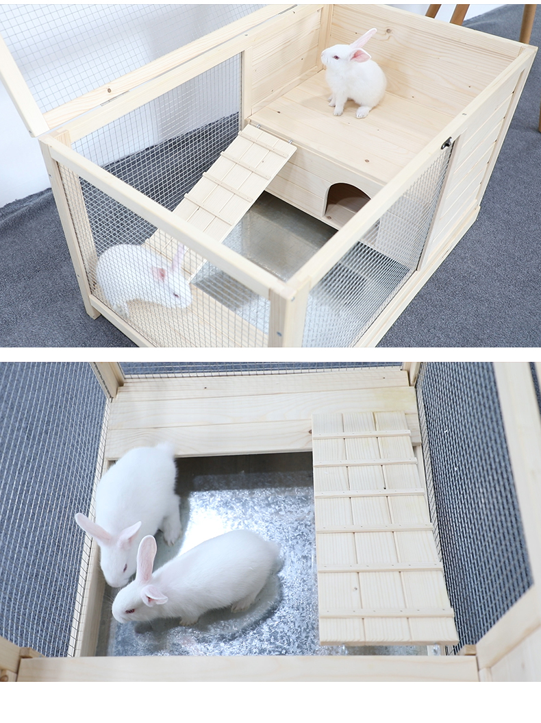 定制兔笼兔子笼子荷兰猪笼子刺猬笼豚鼠笼实木室内兔笼兔用品原
