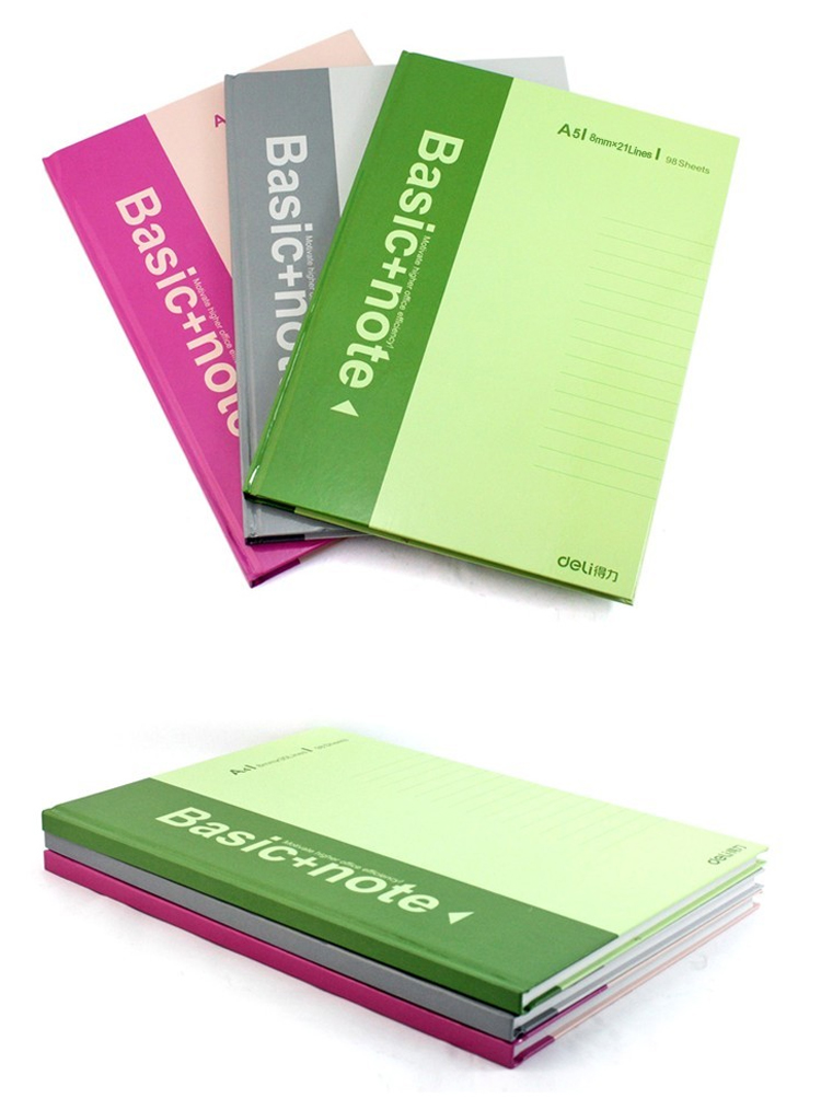 得力(deli)3284硬面抄a5记事本98张纸/本壳会议笔记本加厚本子商务
