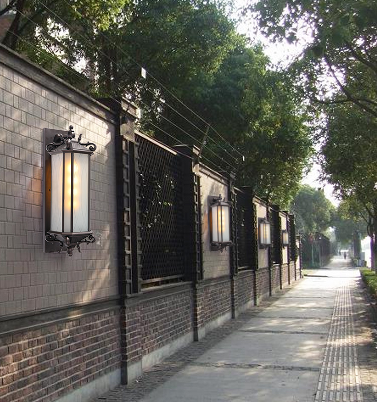 新中式户外防壁灯美式复古庭院围墙别墅阳台走廊大墙壁灯led