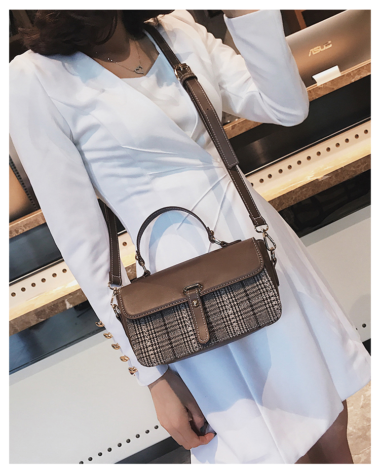 小包包女2017新款韩版潮复古格子小方包ulzzang斜挎包手提单肩包