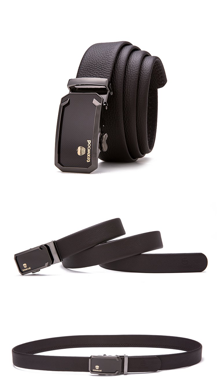 texwood皮带正品男士腰带男真皮青年自动扣纯牛皮商务休闲裤带