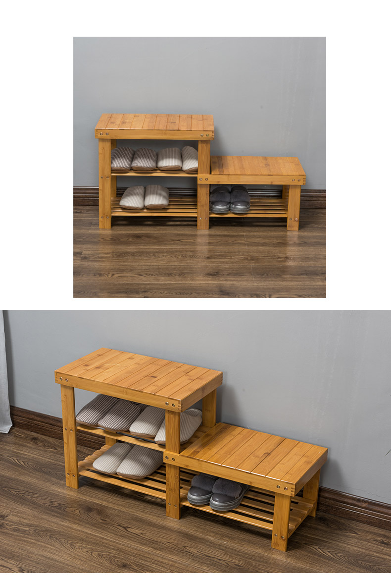 楠竹子鞋架简易多层鞋柜简约现代储物凳收纳穿换鞋凳竹鞋架