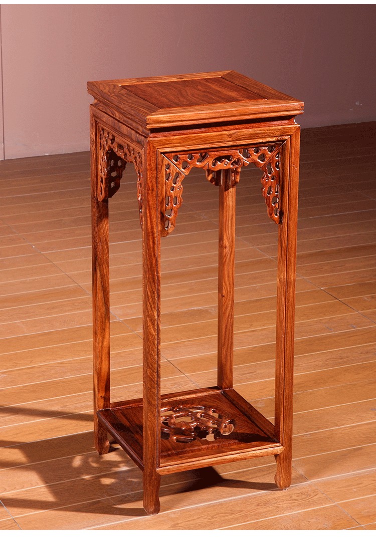 超级新品 红木花架实木鸡翅木花梨木单个客厅中式花几原木特价盆景架
