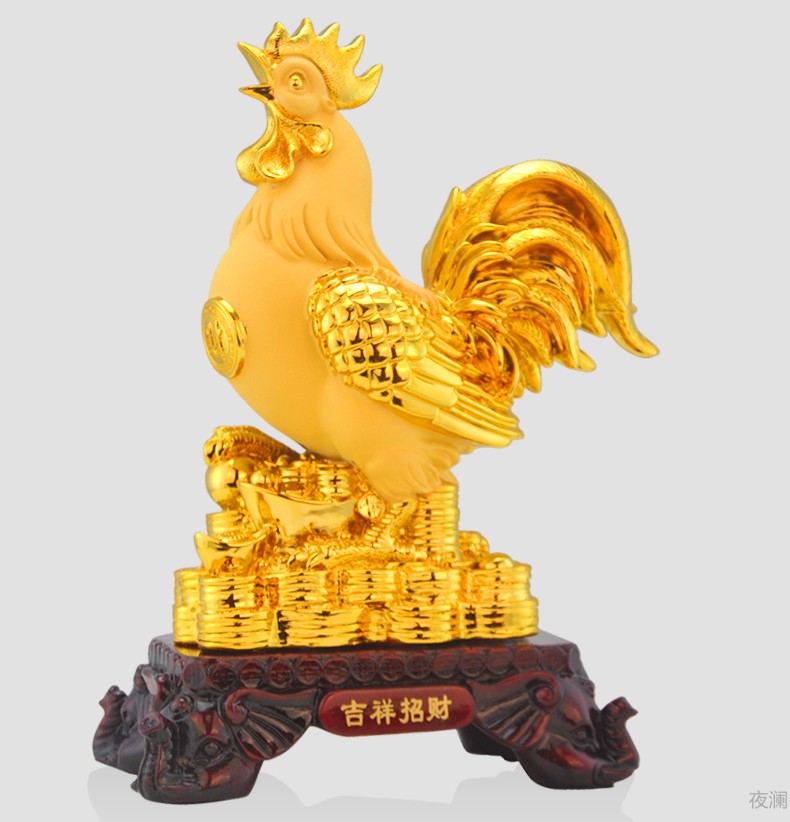 吉祥招财鸡摆件金鸡报晓树脂工艺品客厅装饰电视柜商务公司礼品