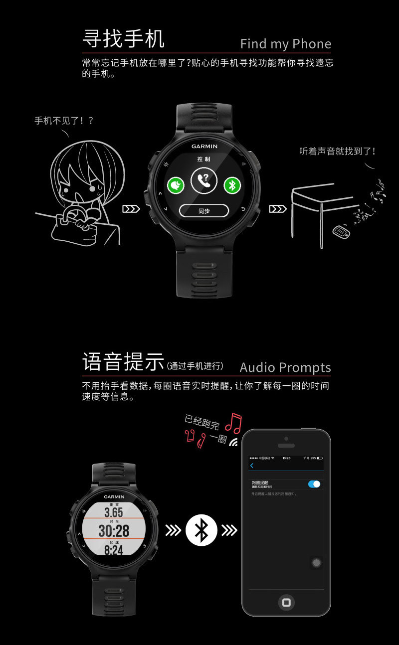 garmin佳明forerunner735xt游泳骑行跑步铁人三项光电心率智能运动