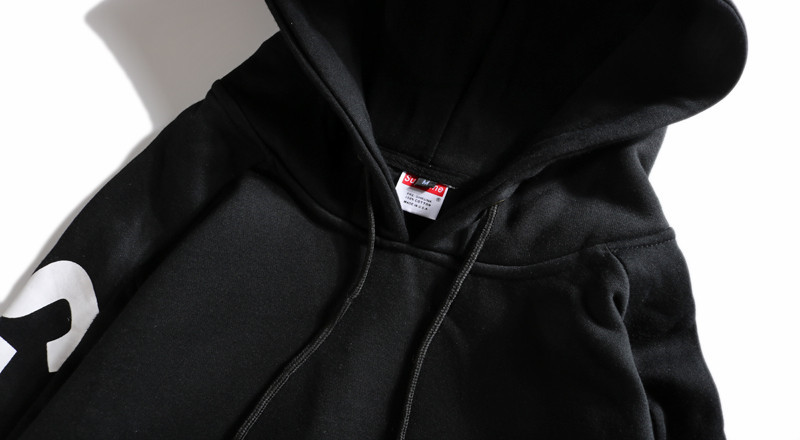 supreme春秋冬新款套头连帽情侣卫衣男女外套加绒黑色