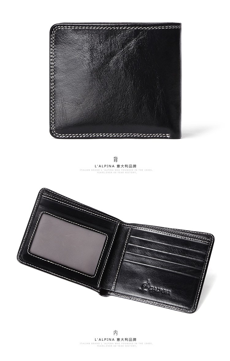 意大利Lalpina阿尔皮纳袋鼠钱包男士短款真皮