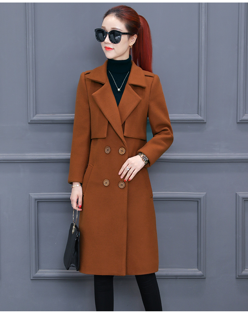 呢子大衣女原宿风2017秋冬季新款毛呢外套女中长款韩版冬装呢子衣