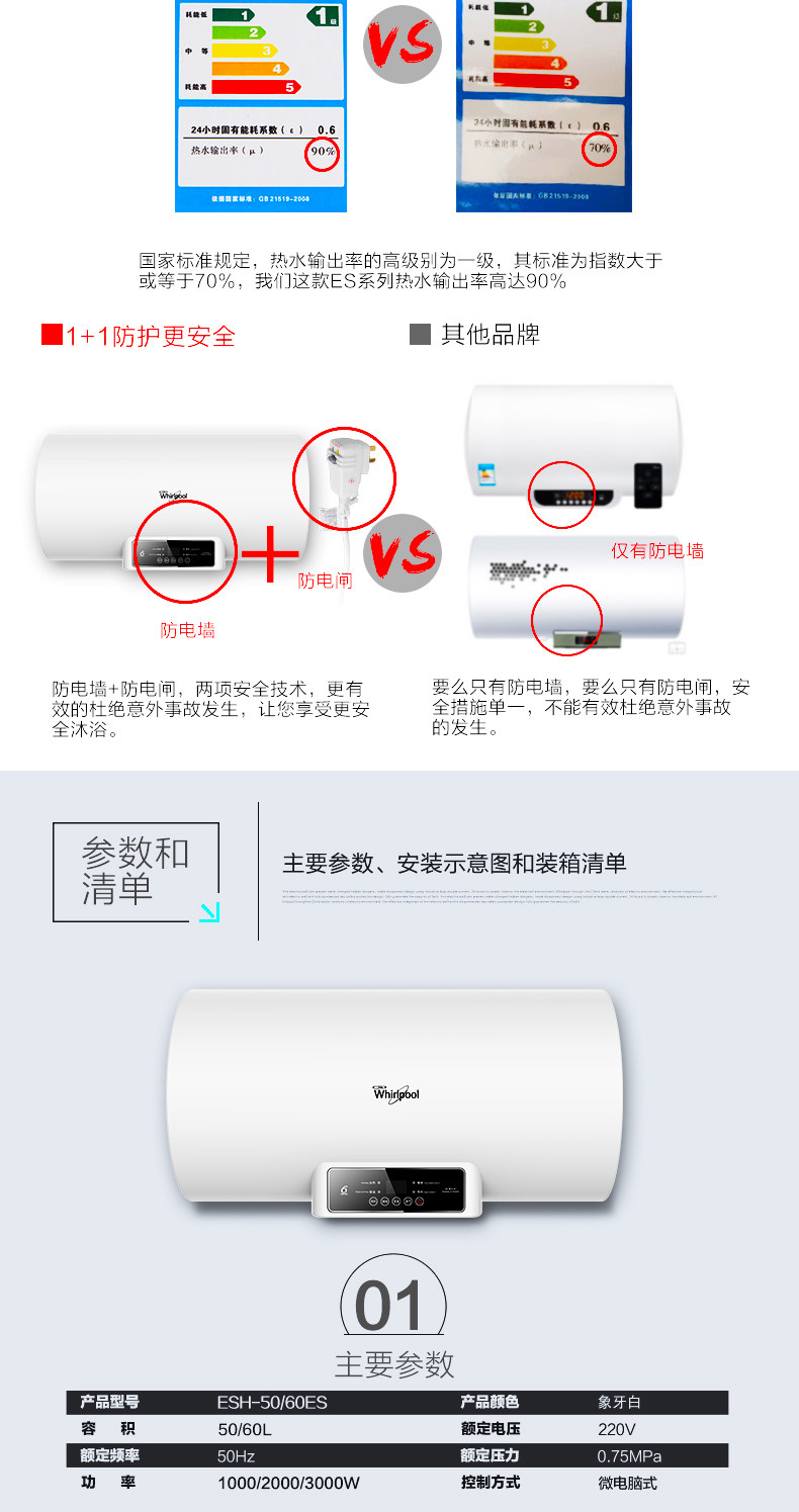 惠而浦电热水器ESH-60ES