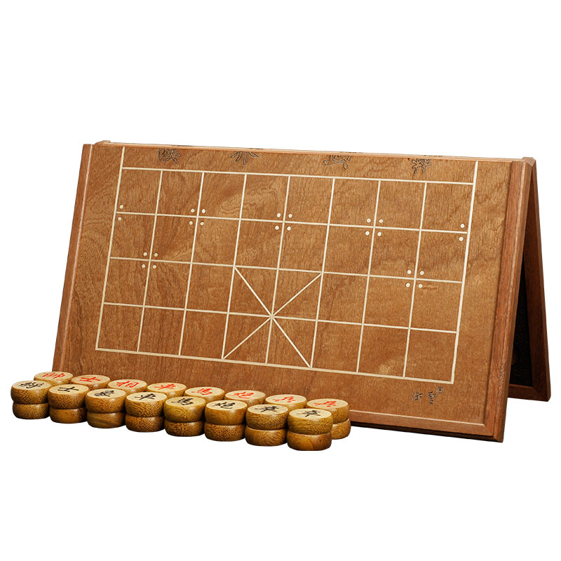 御圣中国象棋4分折叠黄鸡翅木象棋套装木质棋盘单位个