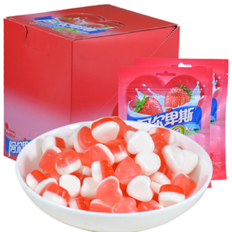 阿尔卑斯乐嚼q草莓牛奶味橡皮糖60g