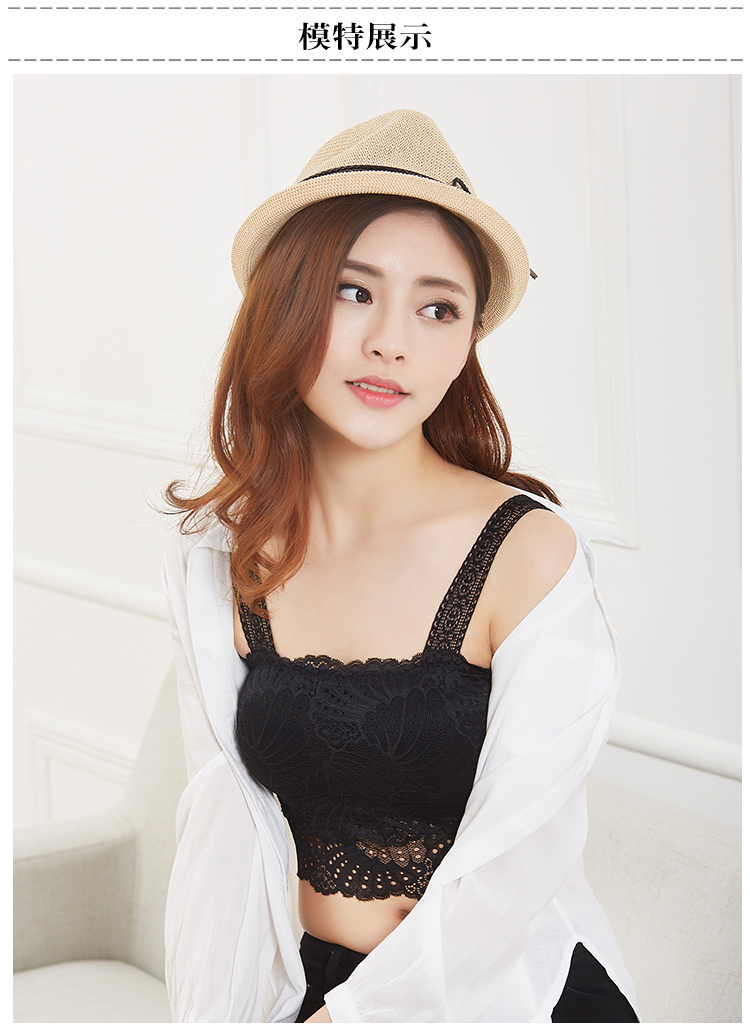 mtiny两件装蕾丝白色裹胸抹胸防走光吊带美背背心带胸垫打底内衣少女