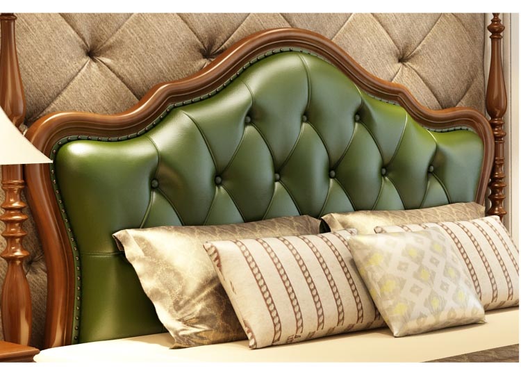 中艾床实木床美式床双人床卧室家具美式乡村双人床软床皮床