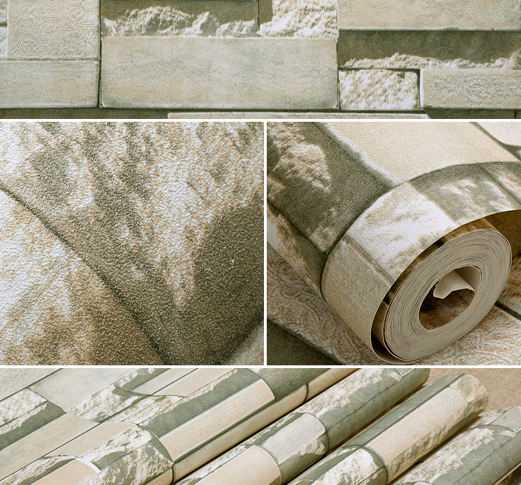 壹德壹墙纸/墙布 3d现代简约文化石砖块砖头砖纹墙纸服装店装修餐厅